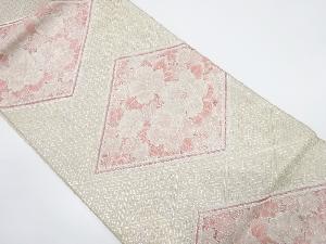 アンティーク　佐賀錦　菱に草花模様織り出し袋帯（材料）